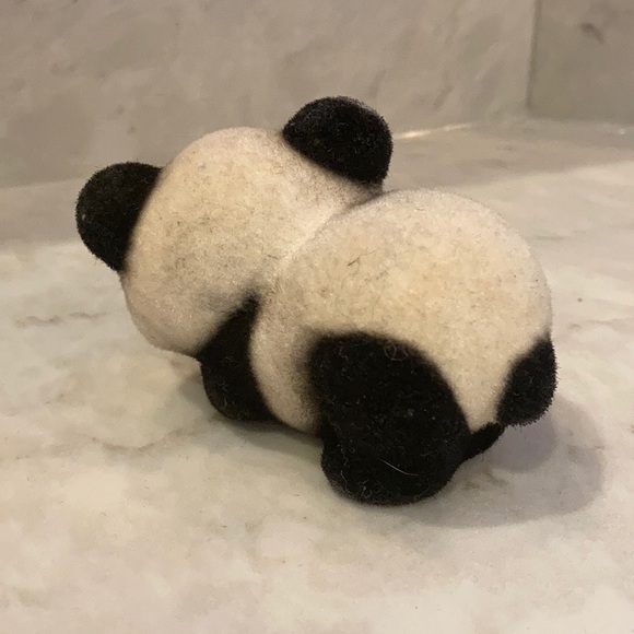 Vintage flocked panda (3) figurines - Picture 9 of 15